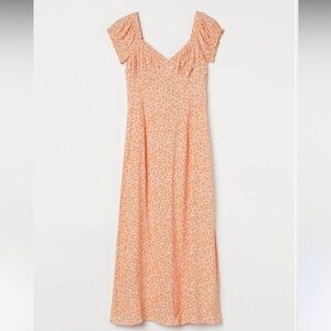 H&M off the shoulder dress light orange floral size Small